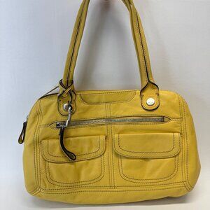 Fossil Hanover Satchel Mustard Yellow Shoulder Bag Leather New